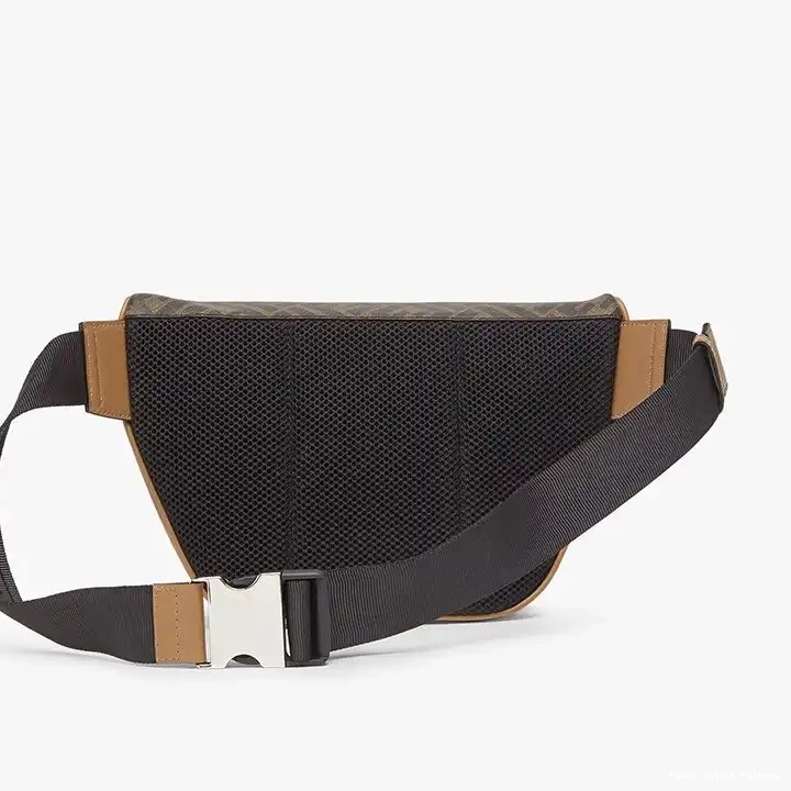 Cheap HOT Fendi FF Black Brown Fabric In Motif Belt Bag 0505